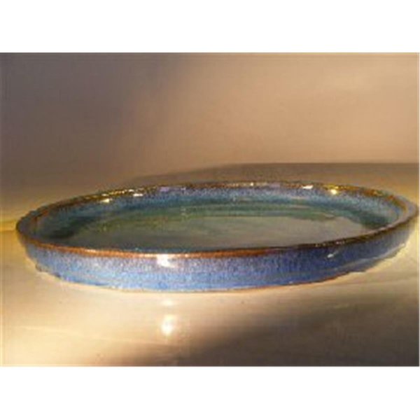 Parche Ceramic Humidity & Drip Bonsai Tray, Blue - Round PA2529700